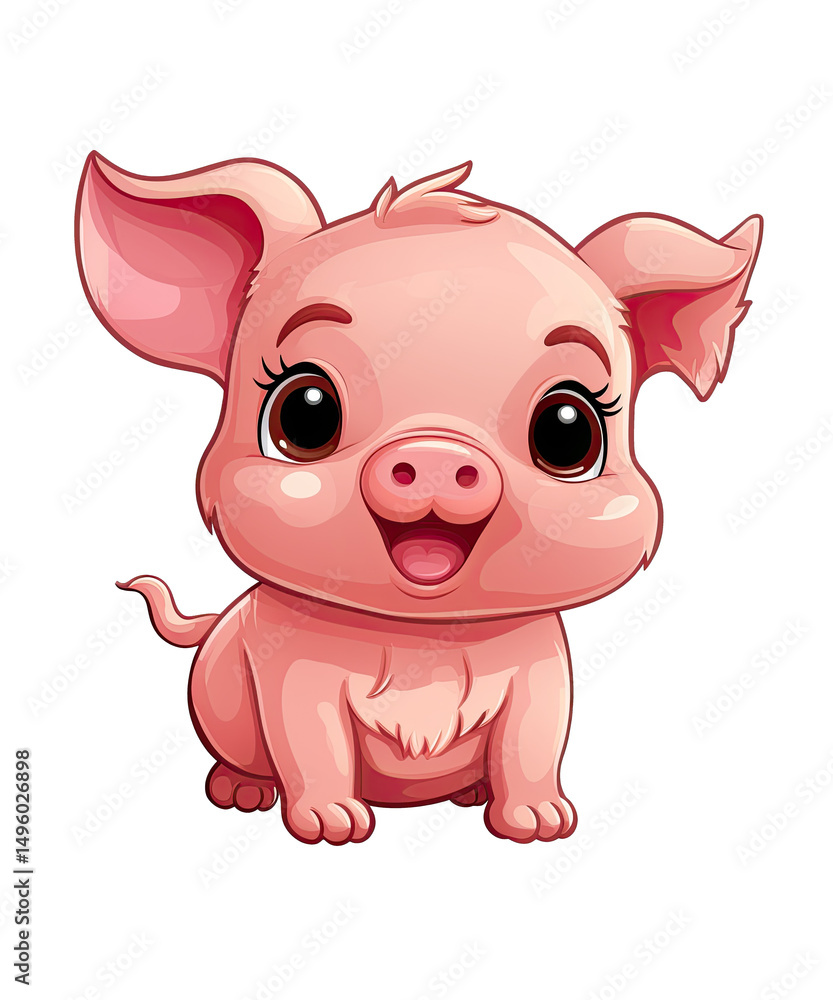 Cute baby pig cartoon animal with a happy smile a funny farm piglet illustration in pink vector art Cute baby pig cartoon animal with a happy smile a funny farm piglet illustration in pink vector art