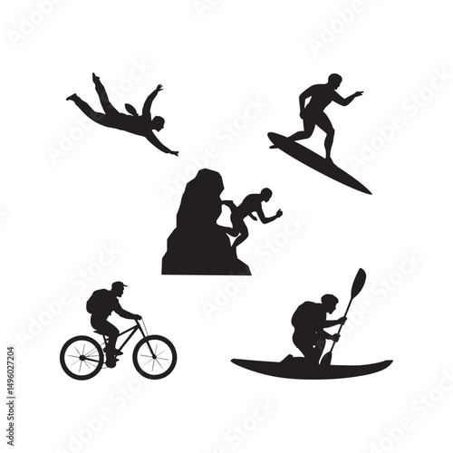 Dynamic Extreme Sports Silhouettes: Adventure & Thrills Collection