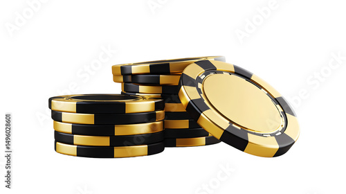 Stack of Black and Gold Casino Poker Chips