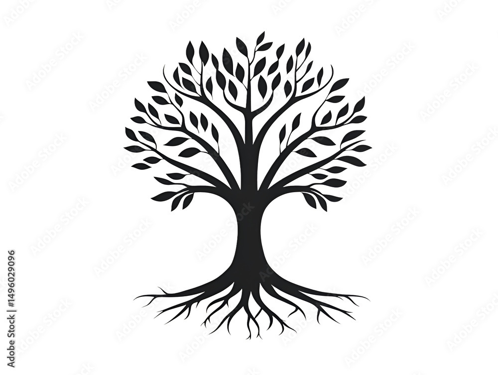 Fototapeta premium Elegant black and white tree silhouette illustration perfect for various design applications