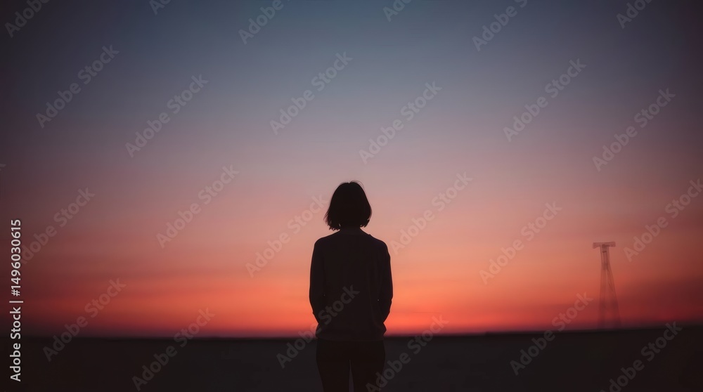 Fototapeta premium silhouette of a woman on the beach