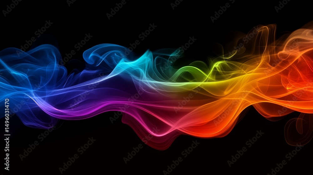 Abstract vibrant multicolored smoke swirling with neon lighting on bright background Abstract vibrant multicolored smoke swirling with neon lighting on bright background