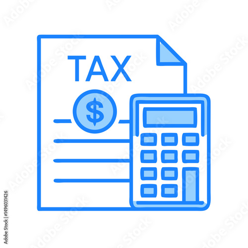 Tax calculation and financial planning illustration for accounting and business management needs on transparent background