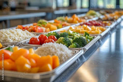 Wallpaper Mural Variety of colorful healthy food options displayed on a long buffet station Torontodigital.ca