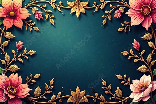 Intricate floral damask, elegant swirls and leaves , decor, damask design