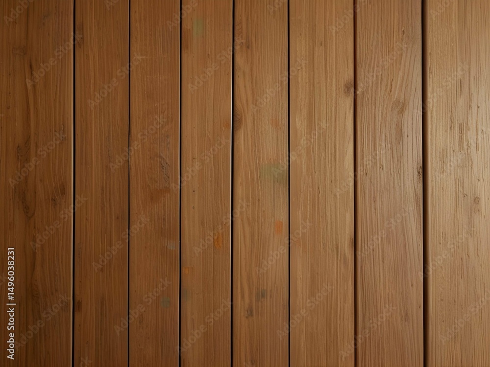 Naklejka premium Realistic light wooden surface background with diagonal shadows from window blinds, warm natural light, minimal Japanese-style aesthetic, high-definition texture 