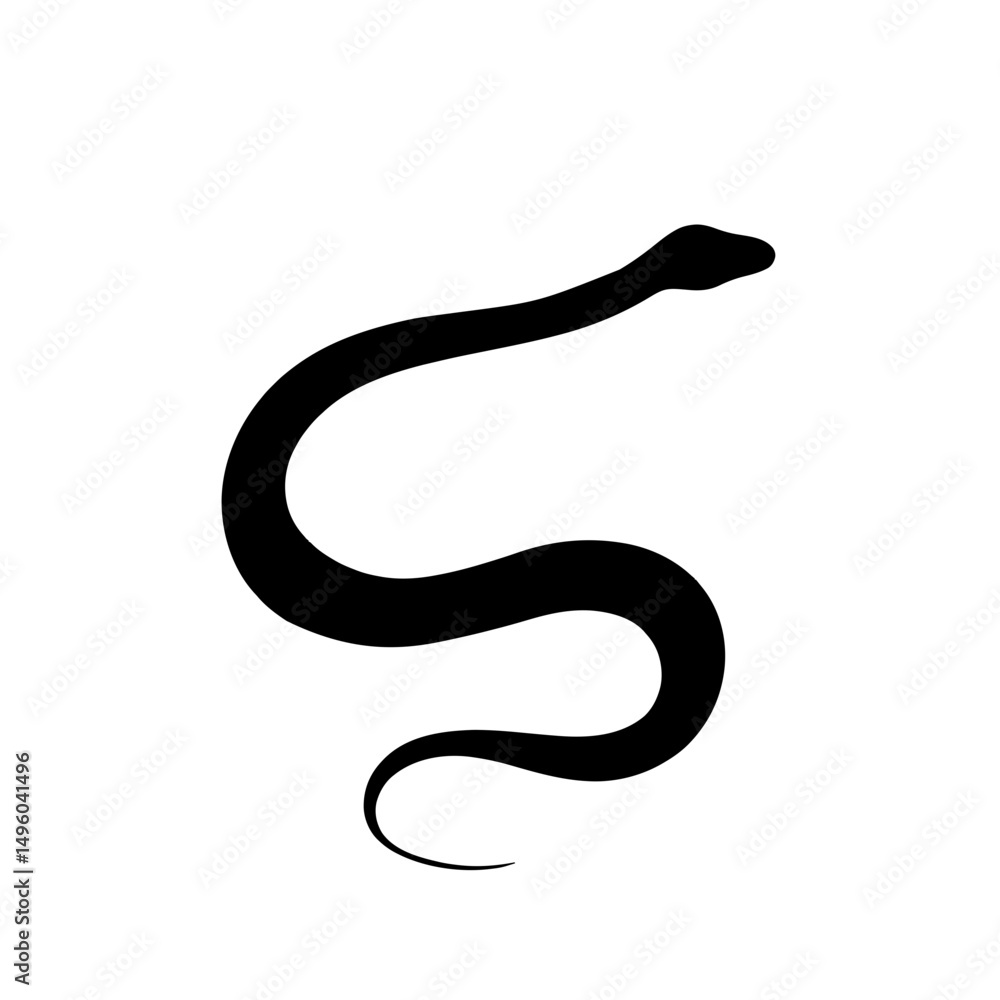 Ταπετσαρία Minimalist black silhouette of a slow worm on white background