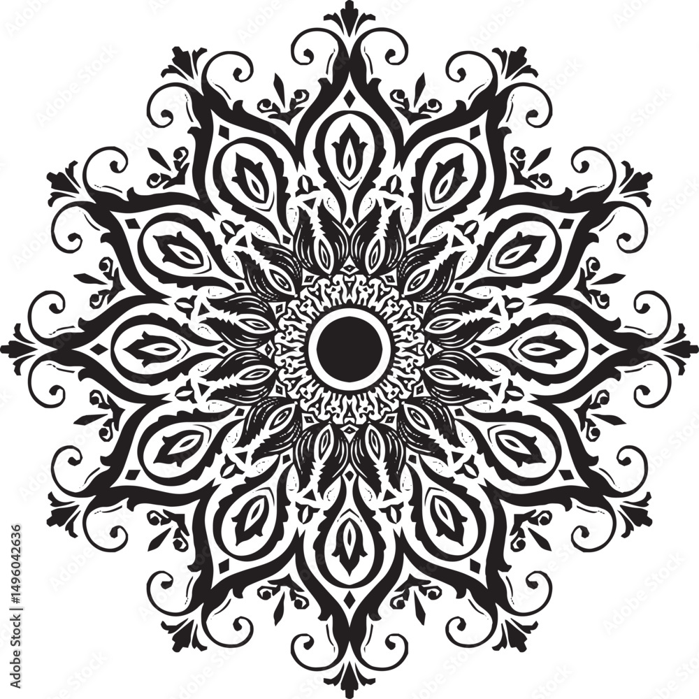 Hand drawn mandala alpona set round line art vector Hand drawn mandala alpona set round line art vector