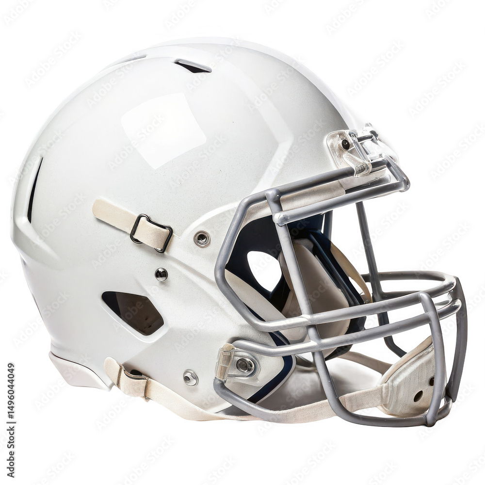 Fototapeta premium A white football helmet view isolated on transparent background