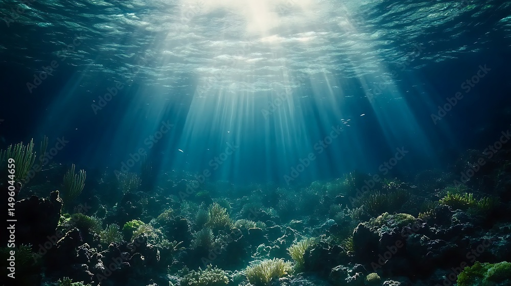 Fototapeta premium Underwater Coral Reef Sunlight. (1)