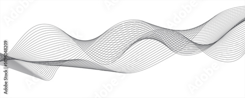 Abstract gradient grey wavy flowing dynamic smooth curve lines background. Digital future technology concept. Abstract wave line for brochure, flyer, banner, template, wallpaper background with wave.