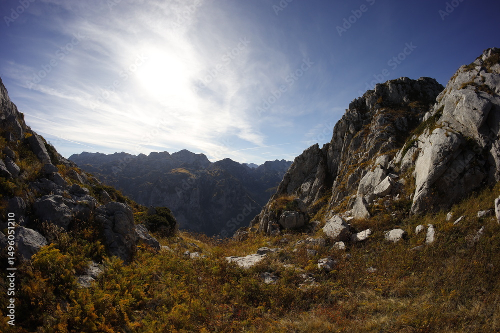 Fototapeta premium Hike in autumn, Accursed mountains, montenegro