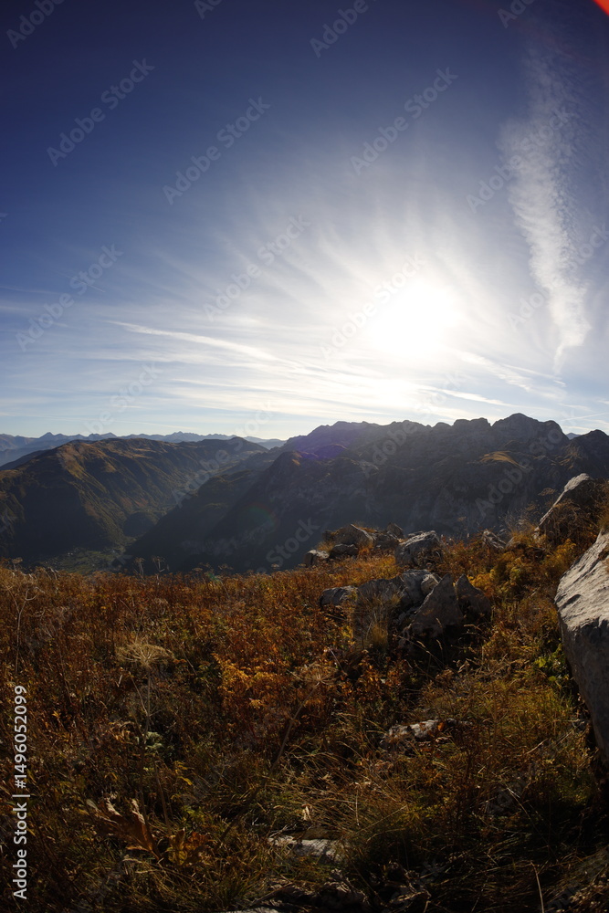 Fototapeta premium Accursed mountains in autumn, wide angle lens