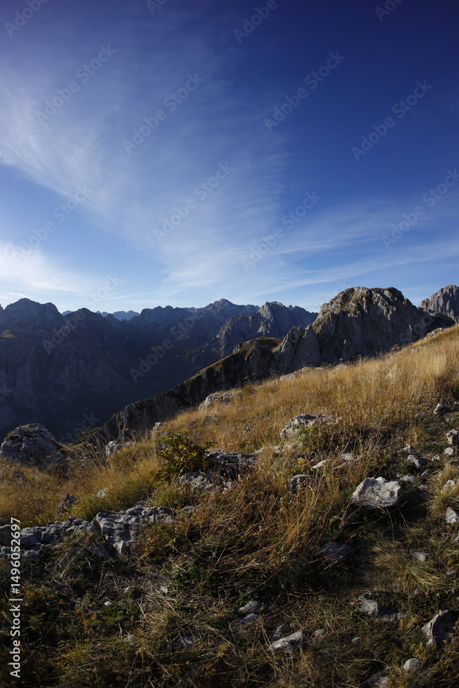 Fototapeta premium hiking accursed mountains in autumn