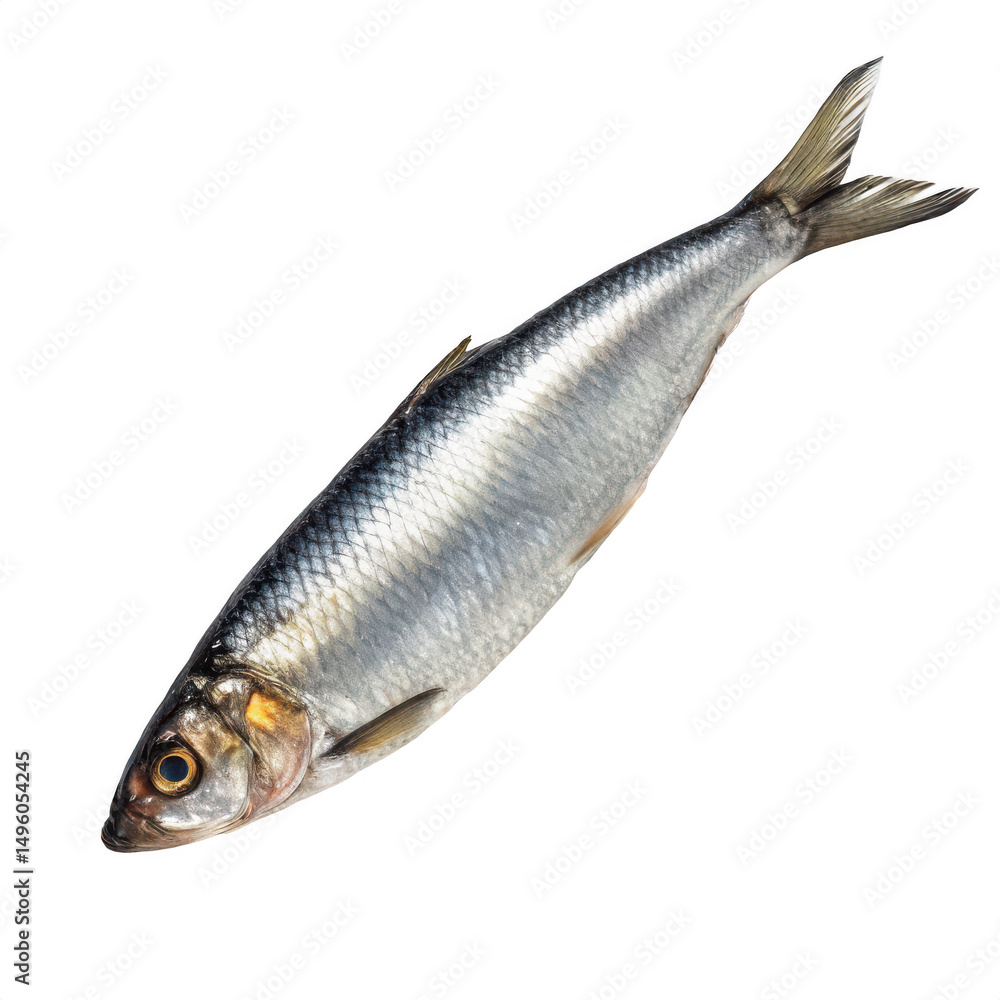 Fototapeta premium A single herring on black isolated on transparent background