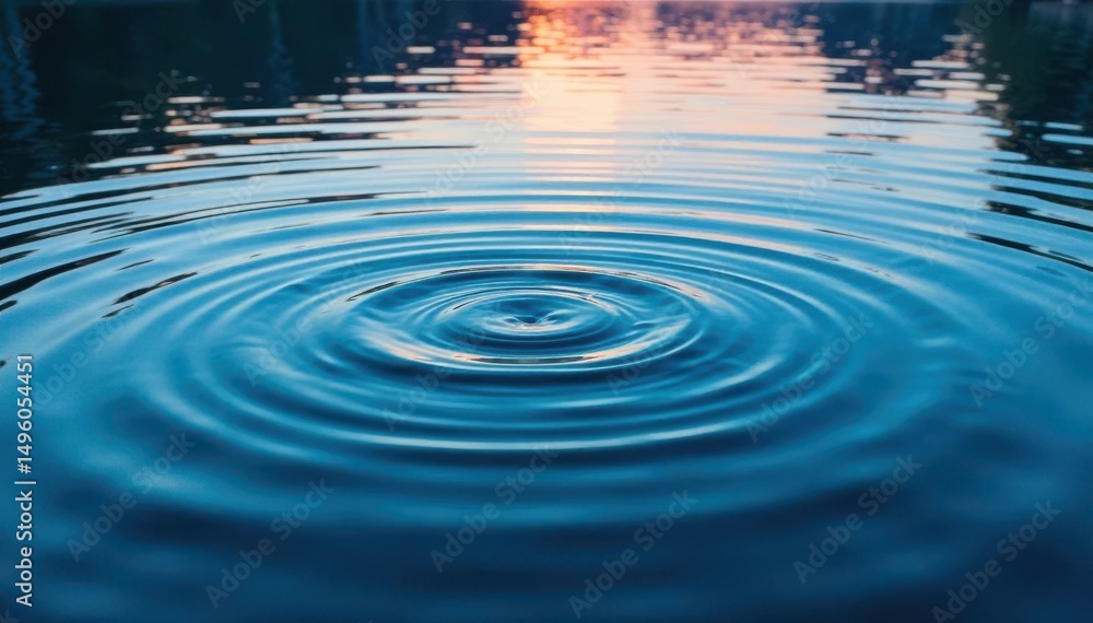 Obraz premium Rippling lake surface, abstract circular wave pattern, outdoor, environment, ocean