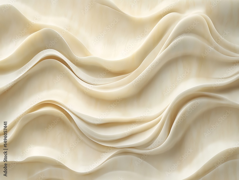 Obraz premium Flowing natural stone texture with smooth curves and organic patterns resembling carved rock formations, featuring subtle earthy tones and abstract wavy surface details.