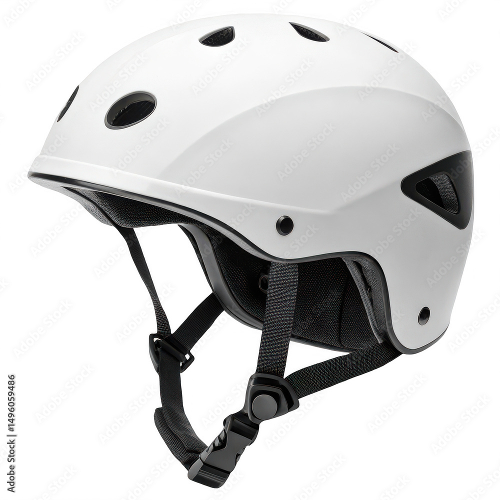 Fototapeta premium A white helmet on black back isolated on transparent background