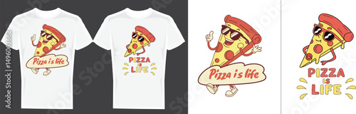 Pizza is Life: Trendy T-shirts showcases playful illustrations of pizza slices, radiating cheerful energy. Embracing the idea of food as a joyful life experience.