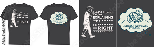 T-shirt Illustration: A creative representation showcases a man's silhouette walking with text-based graphics on shirts, embodying the sentiment of justification and righteousness.
