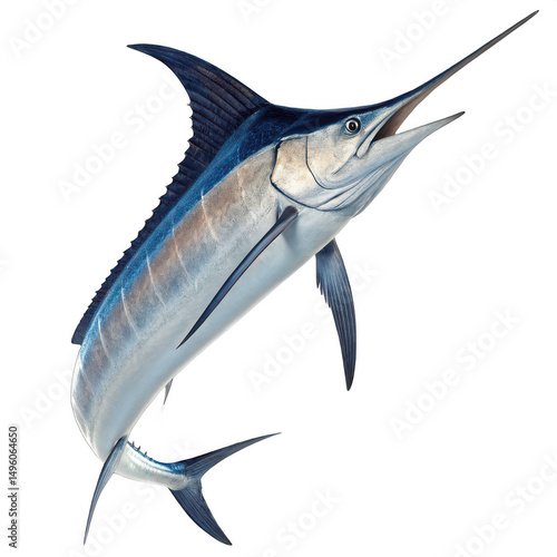 Isolated marlin jumping isolated on transparent background