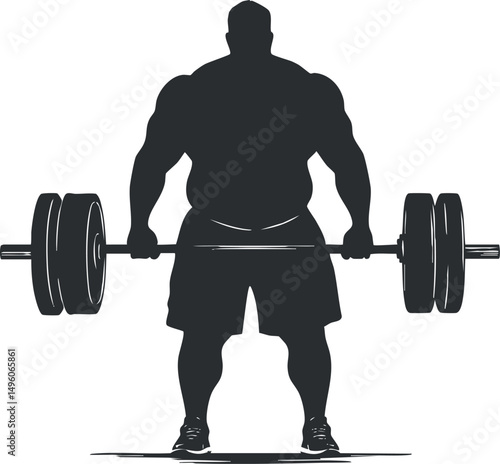 Silhouette of a muscular man lifting a heavy barbell demonstrating strength and fitness training