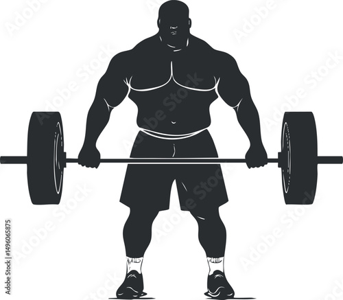 Silhouette of a muscular man lifting a heavy barbell representing strength and powerlifting