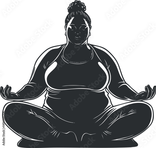 Silhouette of a woman in a seated yoga meditation pose practicing mindfulness and relaxation for wellness.