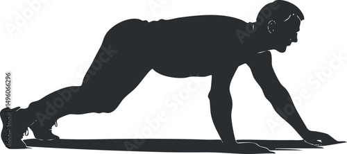 Silhouette of a man performing a plank exercise for core strength and fitness training