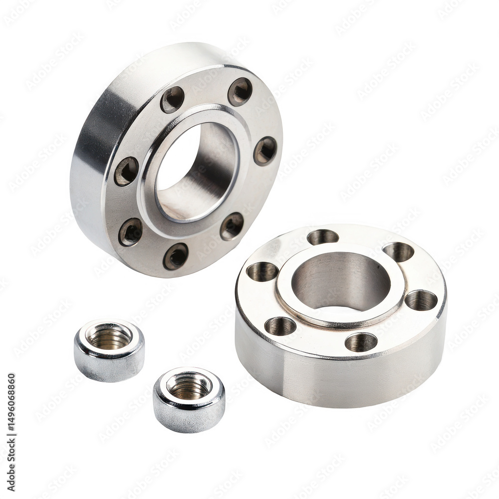 Metal rings and two nuts isolated on transparent background Metal rings and two nuts isolated on transparent background