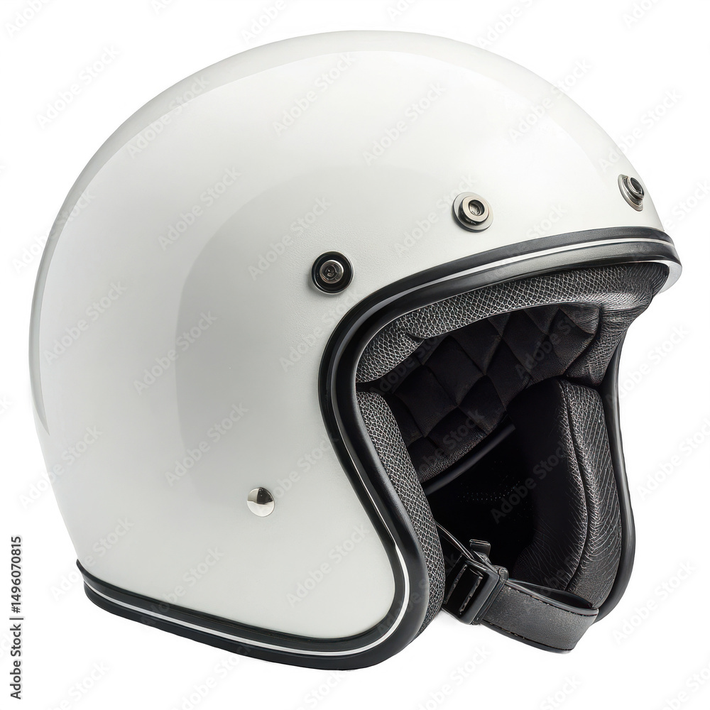Fototapeta premium A white motorcycle helmet isolated on transparent background