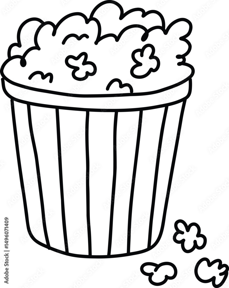 Cute Hand Drawn Popcorn Bucket - Minimal Black and White Doodle Cute Hand Drawn Popcorn Bucket - Minimal Black and White Doodle