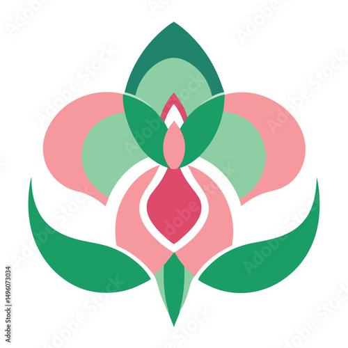 Abstract Retro Orchid Icon  With Smooth Curves And