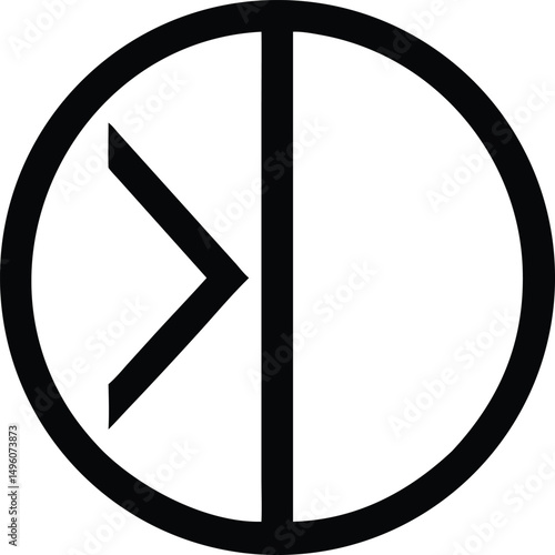 Black Line Icon Of A Circle Divided In Half  With