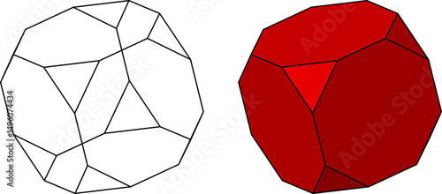 Truncated Cube vector set , 3D Geometric Shapes Vector Drawing , 3D Mathematical Polyhedra Set