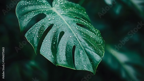 Wallpaper Mural Close-up view of a vibrant, tropical leaf with water droplets. Torontodigital.ca