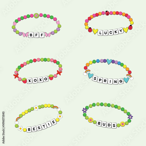Spring Friendship Bracelets Vector Design Set