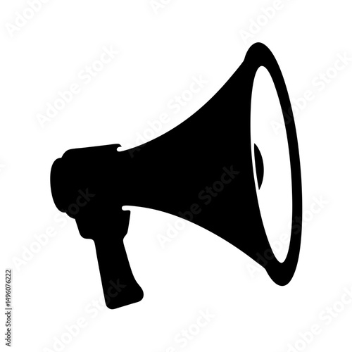 Silhouette of a megaphone, a symbol of communication and public announcement