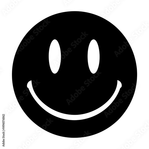 A classic smiling face emoji, minimalist design, positive sentiment, digital icon