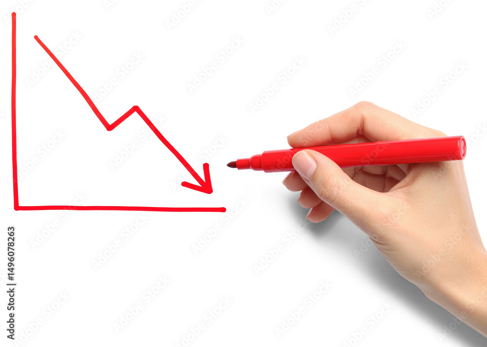 hand drawing downward graph hand drawing downward graph