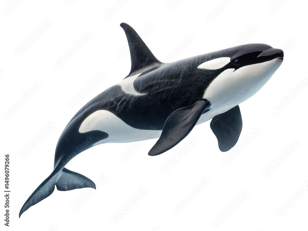 Orca swimming in water isolated on transparent background Orca swimming in water isolated on transparent background
