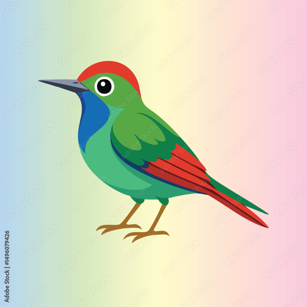 Fototapeta premium Colorful Tropical Bird Illustration on Pastel Background