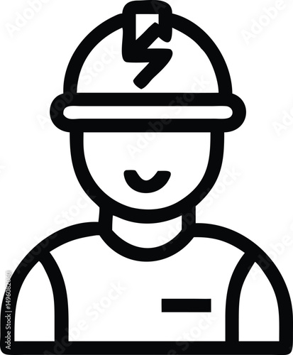 Black Line Icon Of Electrician Wearing Helmet Wit (1)
