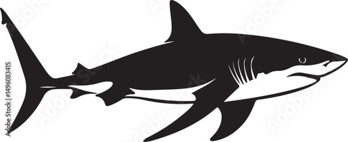 Shark Silhouette Vector Illustration on Transparent Background