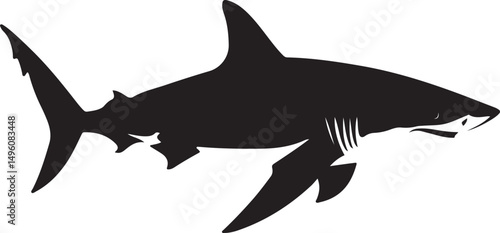 Shark Silhouette Vector Illustration on Transparent Background
