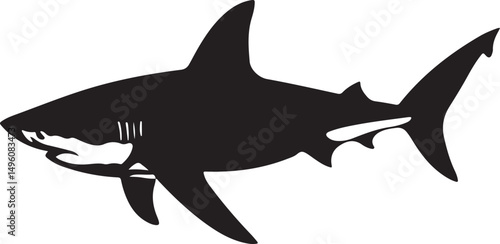 Shark Silhouette Vector Illustration on Transparent Background