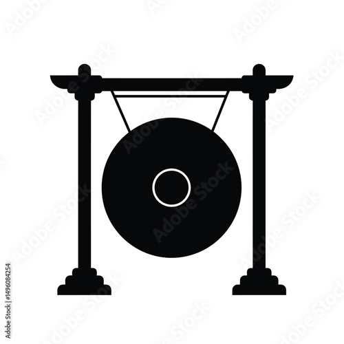 Traditional asian gong hanging on stand