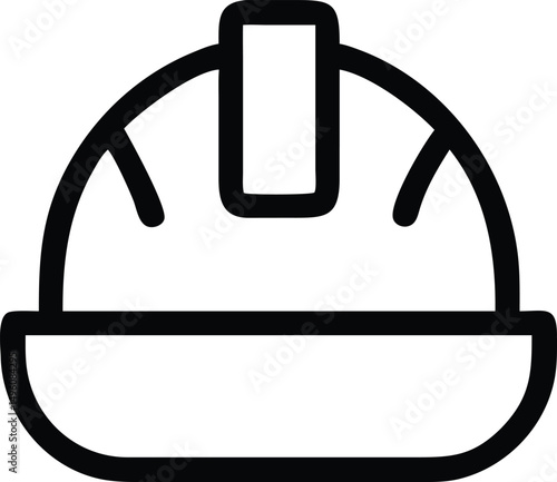 Black Line Icon Of Hard Hat Or Construction Helmet (2)