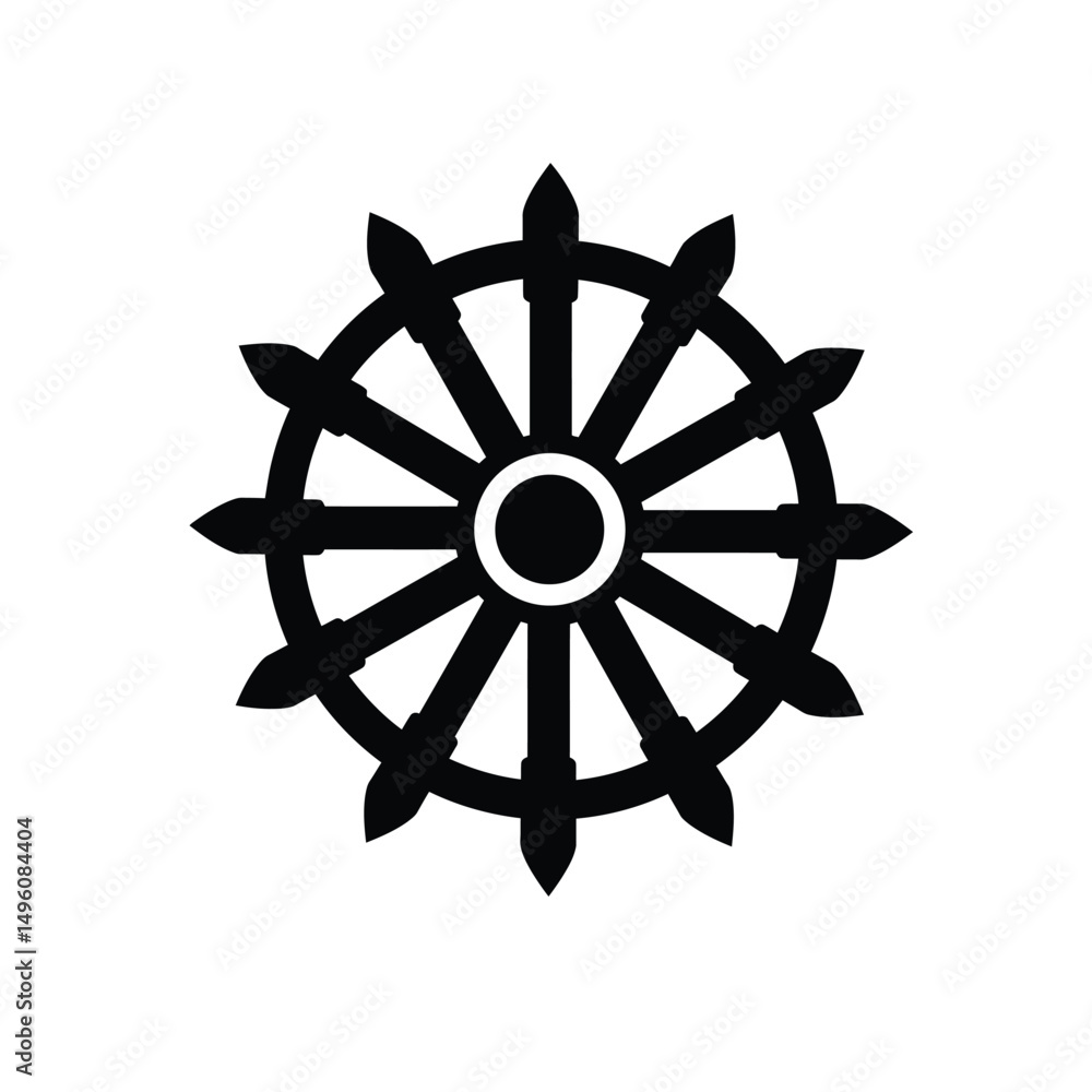 Obraz premium Dharmachakra buddhist wheel of law symbol icon