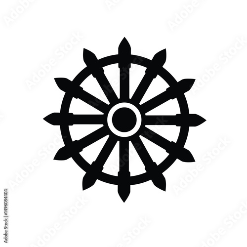Dharmachakra buddhist wheel of law symbol icon